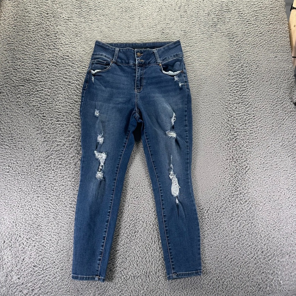 One 5 One Jeans Womens 10 Blue Cotton Denim Skinny Distressed Workwear Stretch